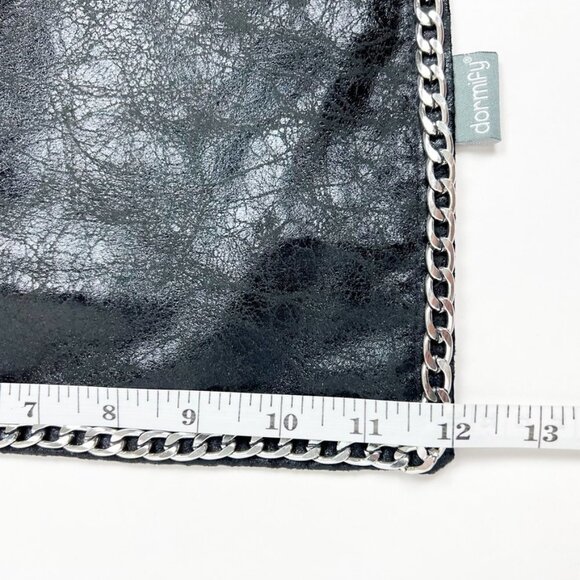 NWT THRO by Marlo Lorenz Crackle Suede Chain Trim Pillow Cover. Black. 12" x 20" - Picture 6 of 8